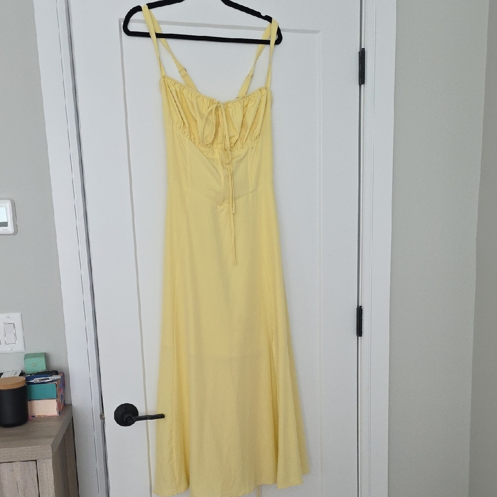 Sunshine Yellow Satin-Feel Chemise with Adjustable Straps